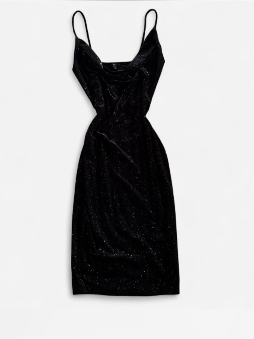 Black Glitter Slip Dress with Spaghetti Straps